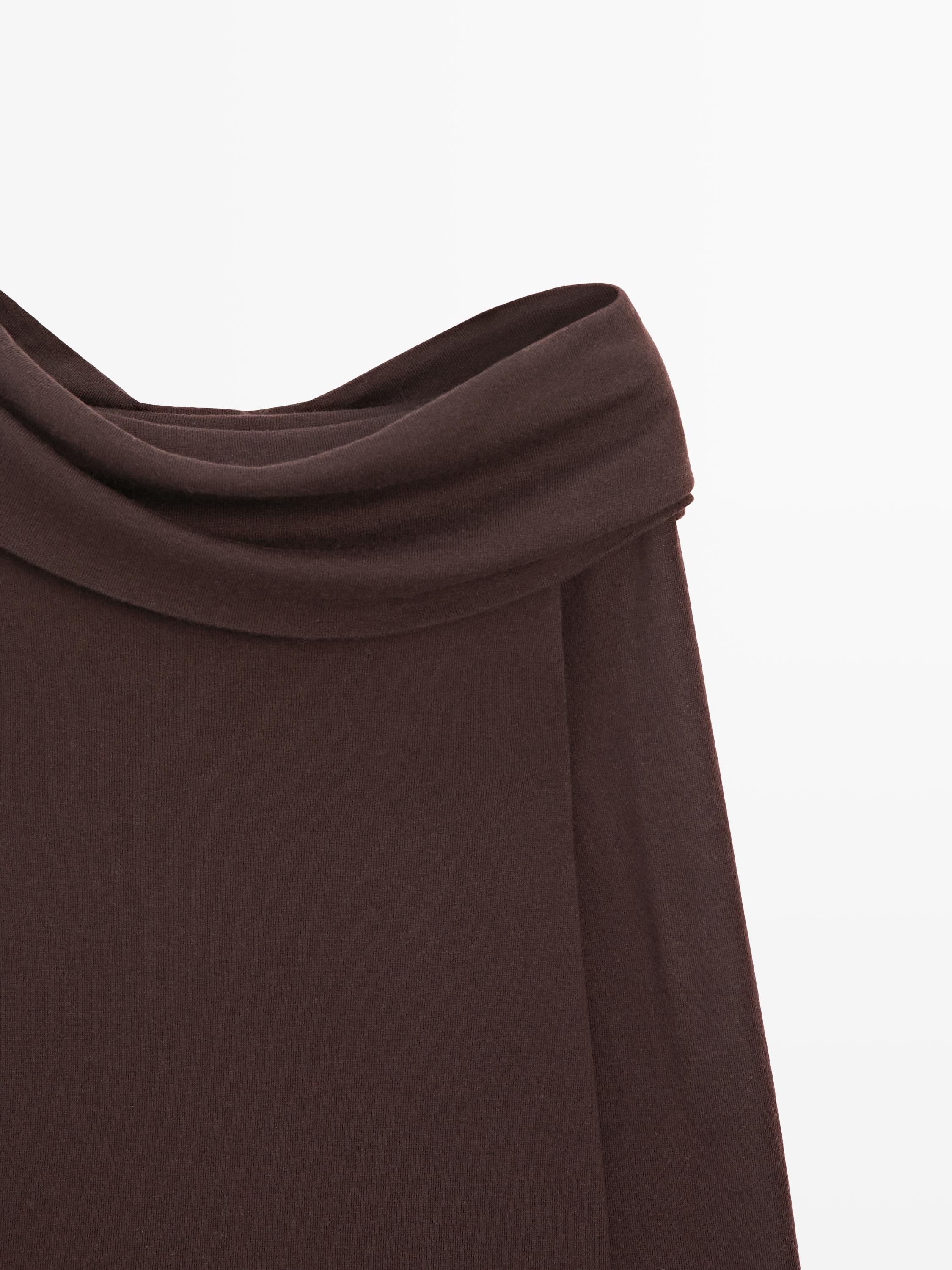 Knit wool blend off-the-shoulder sweater